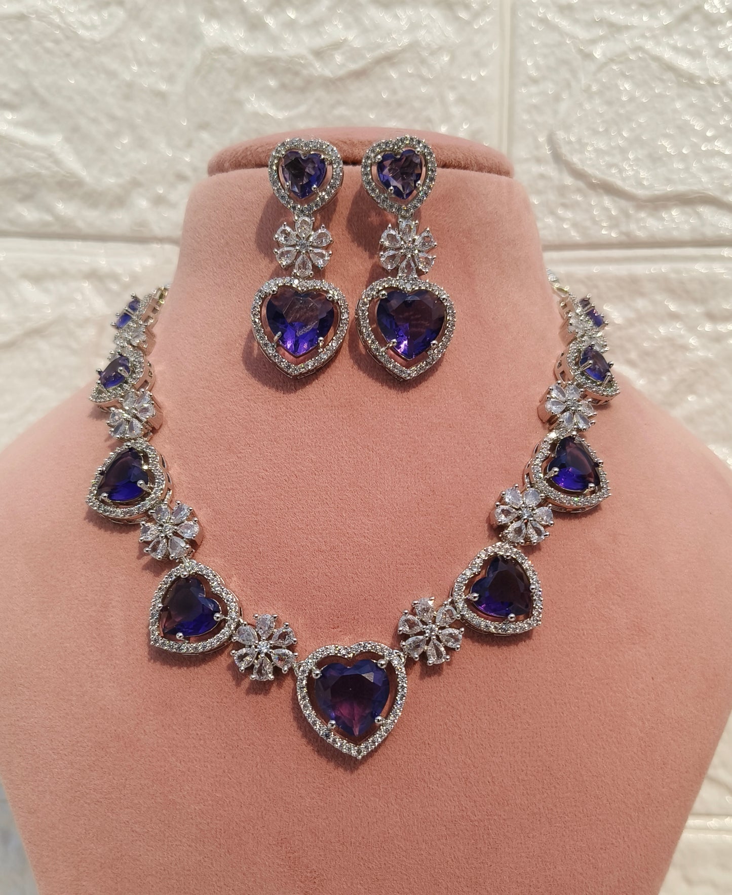 Glamour purple Zirconia Necklace set