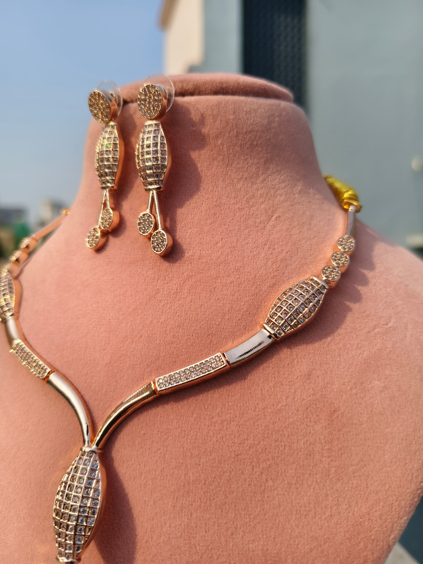 Rose gold princess Zirconia Necklace set