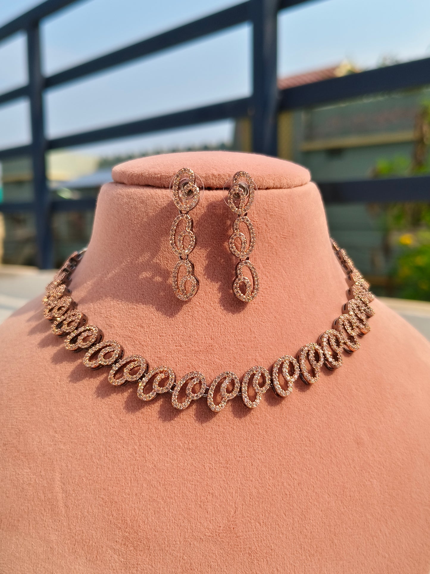 MidNight Rose Black Zirconia Necklace set