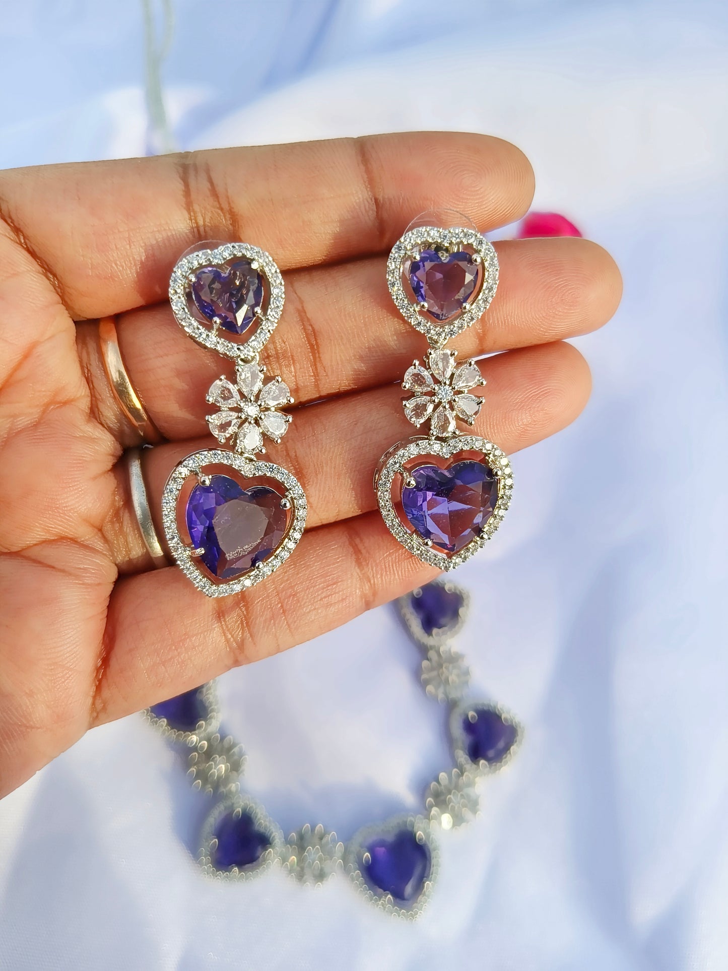 Glamour purple Zirconia Necklace set