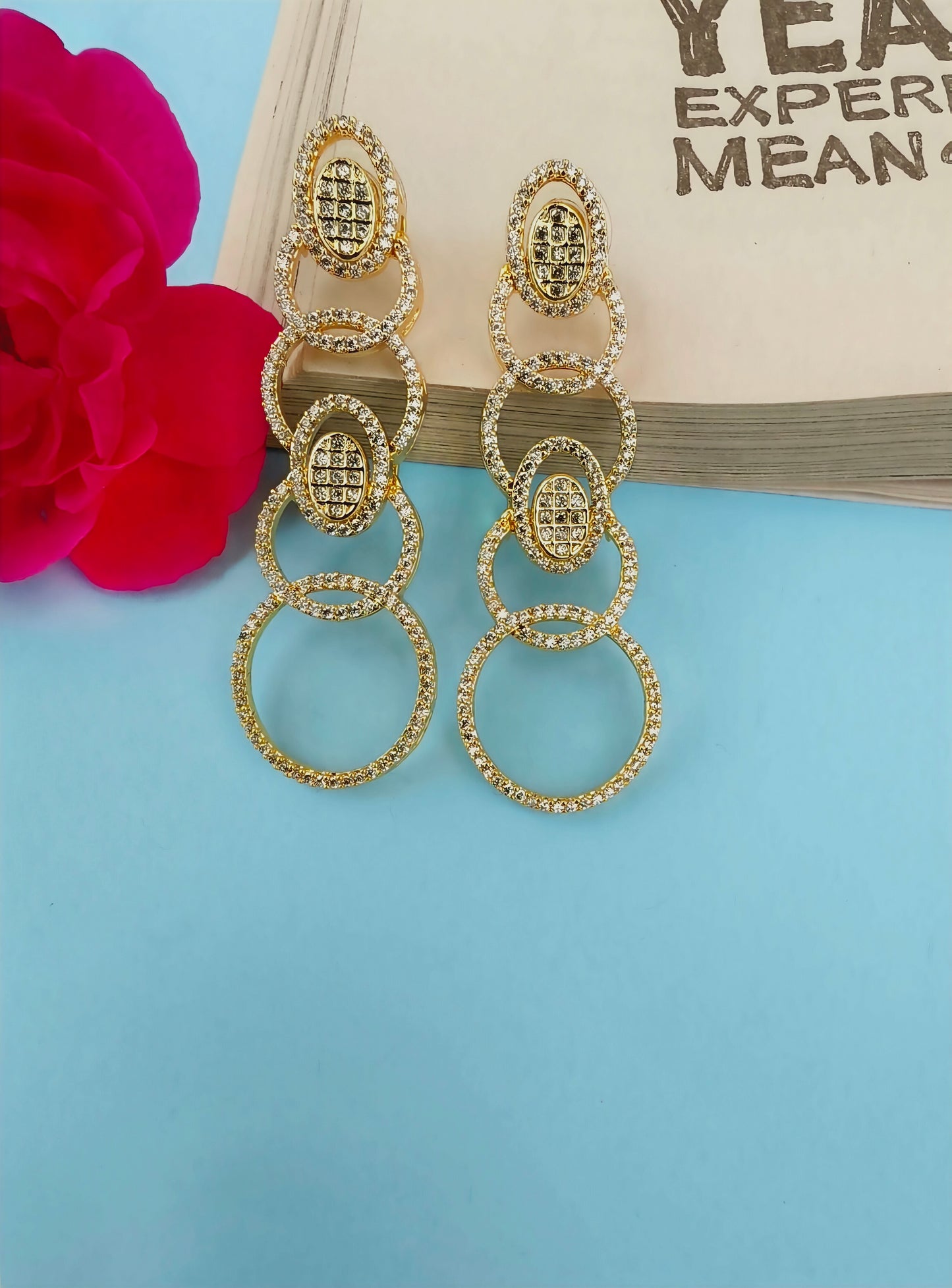 Golden Ruby Ripple Zirconia Earing