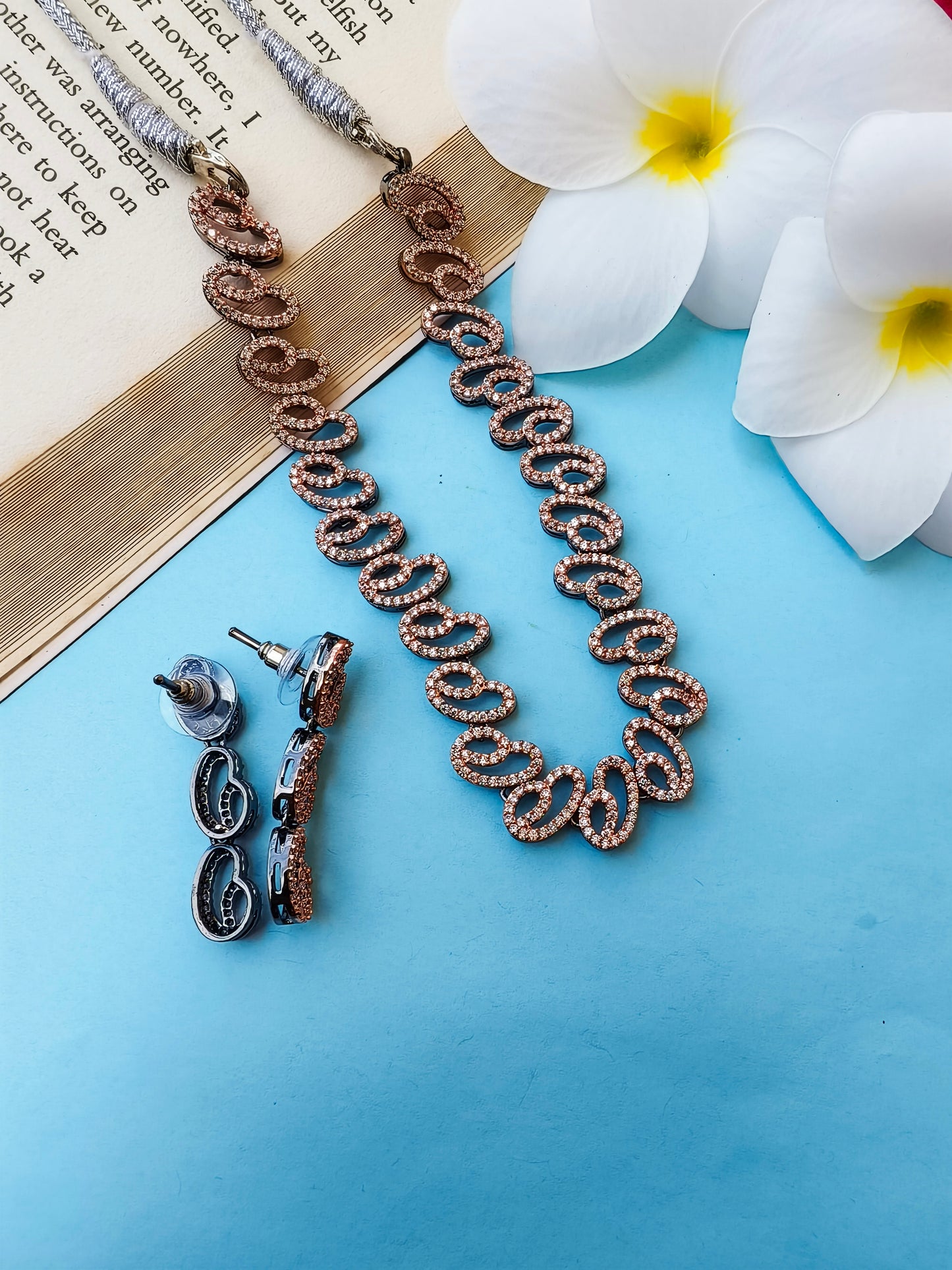MidNight Rose Black Zirconia Necklace set