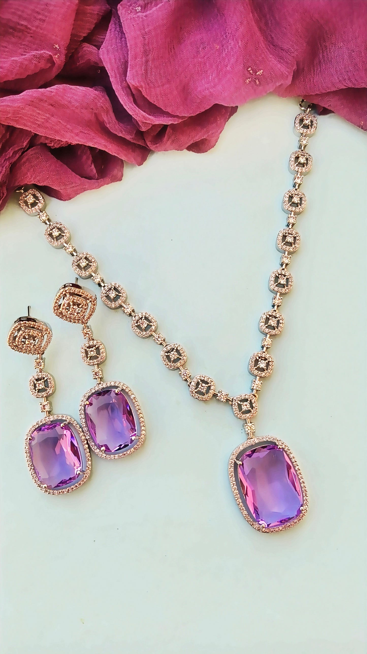 Lavender Zahira Zirconia Necklace Set