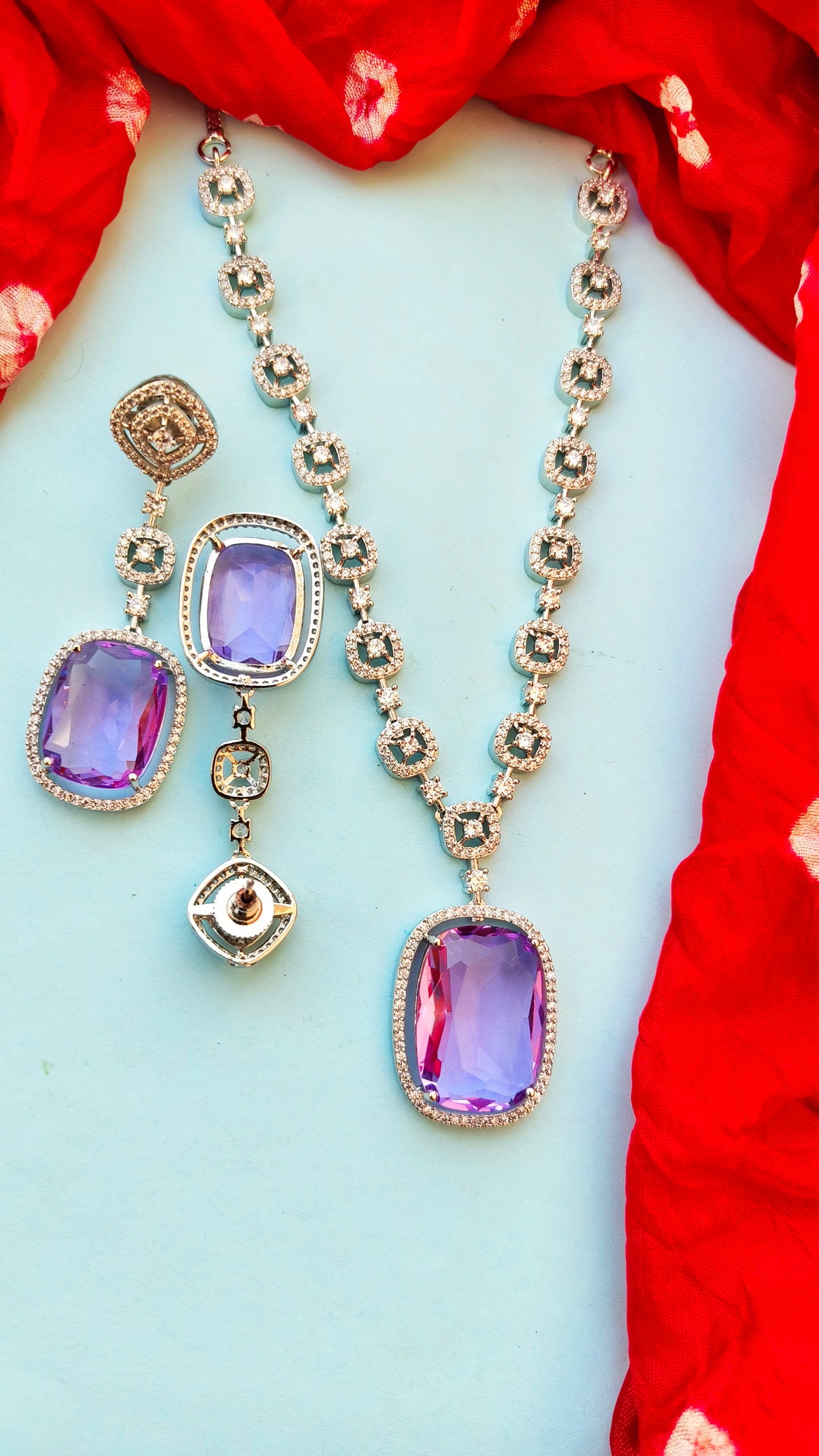Lavender Zahira Zirconia Necklace Set