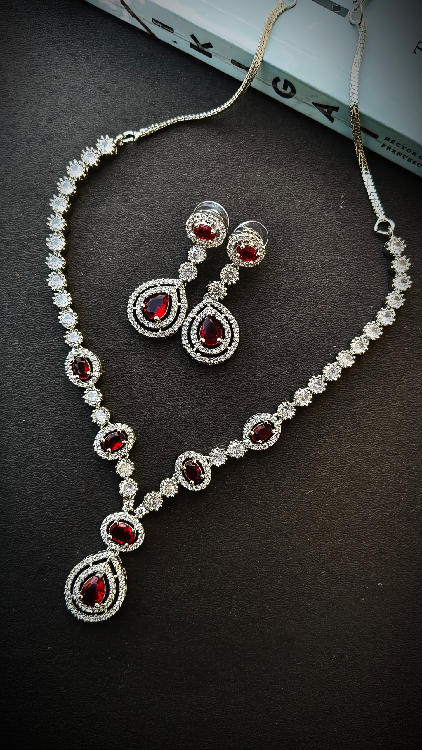 Red Mallika Zirtconia Necklace set