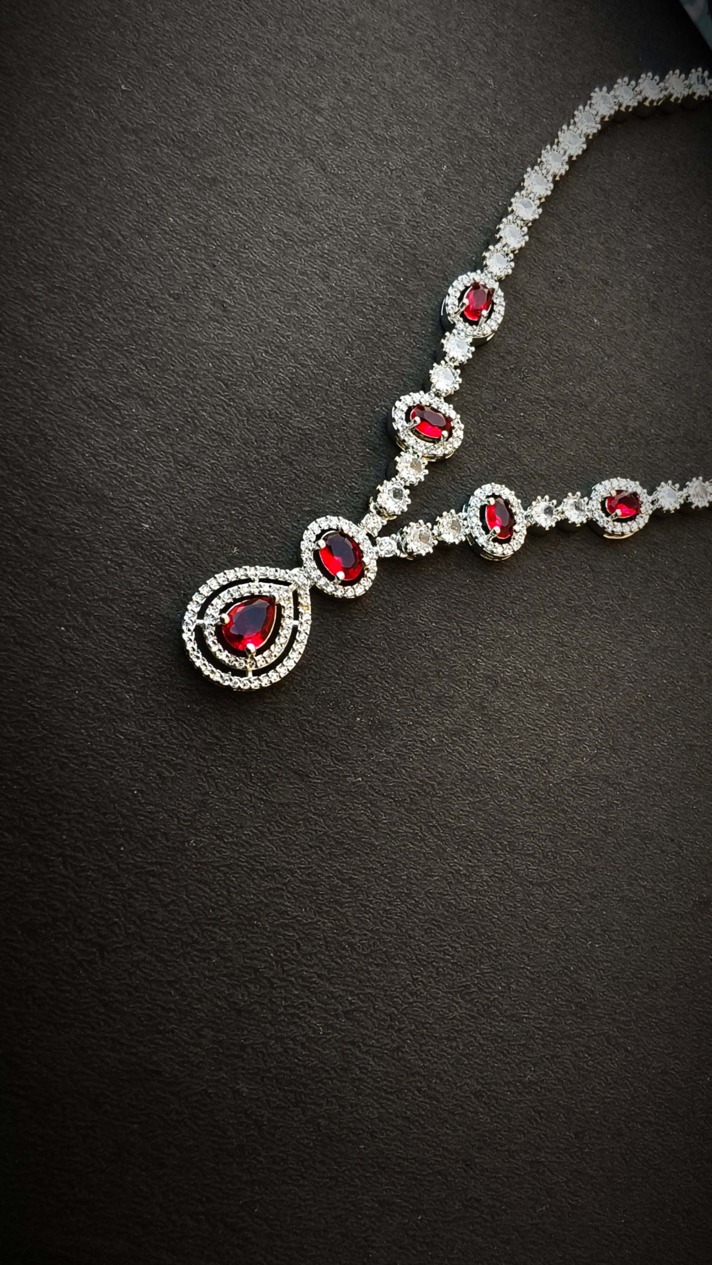 Red Mallika Zirtconia Necklace set