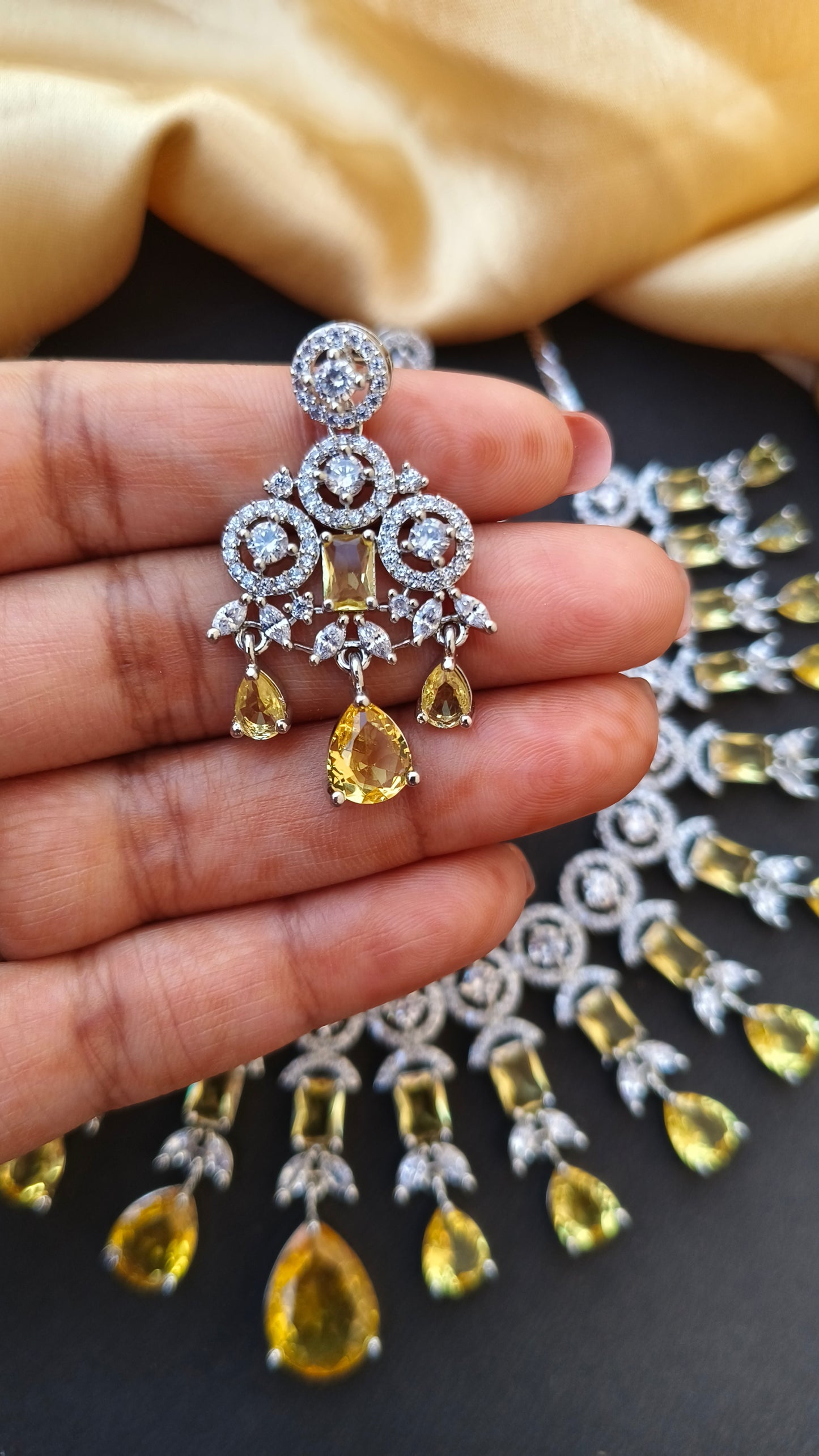 Yellow Menka Zirconia Necklace Set