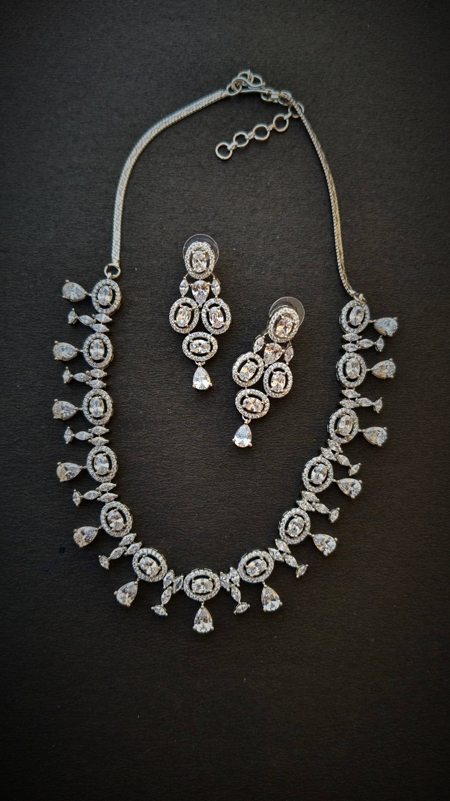 Silver Rosy Zirconia Necklace Set