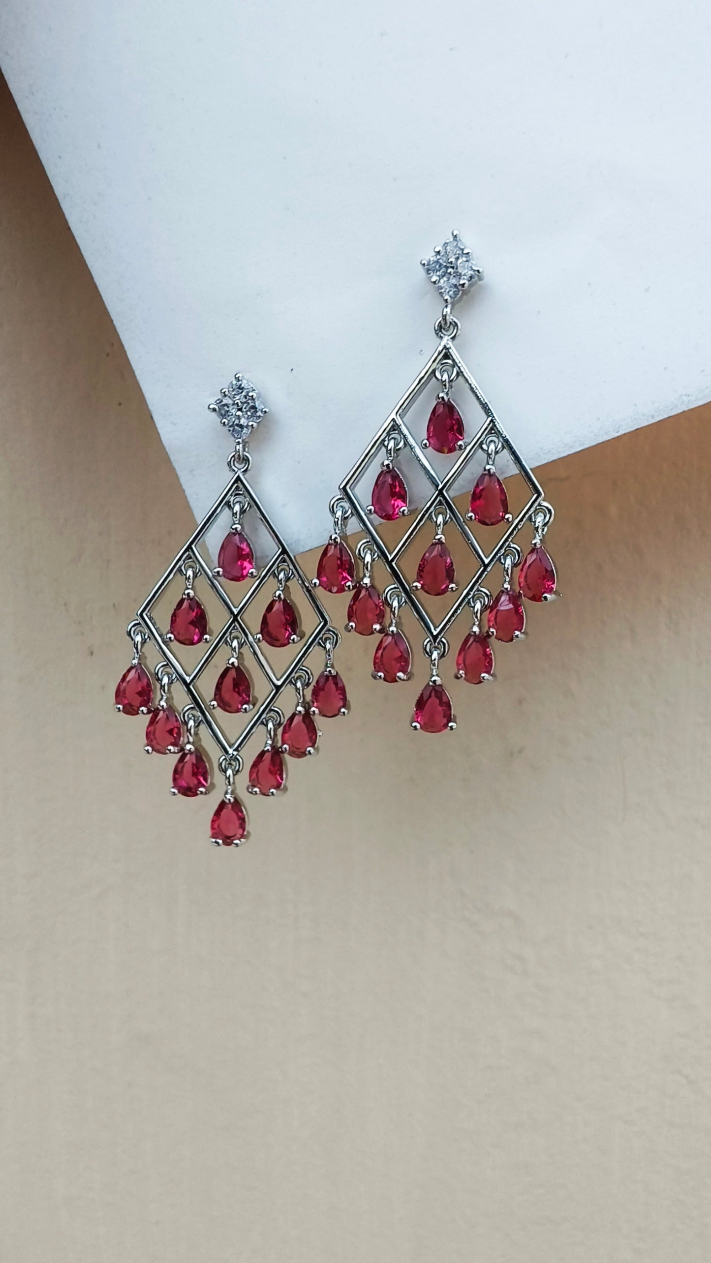 Red Monika Zirconia Earrings