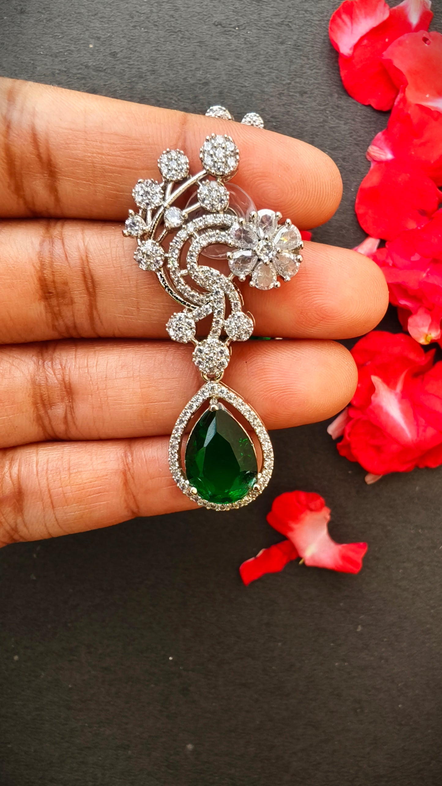 Green Paridhi Zirconia Earring