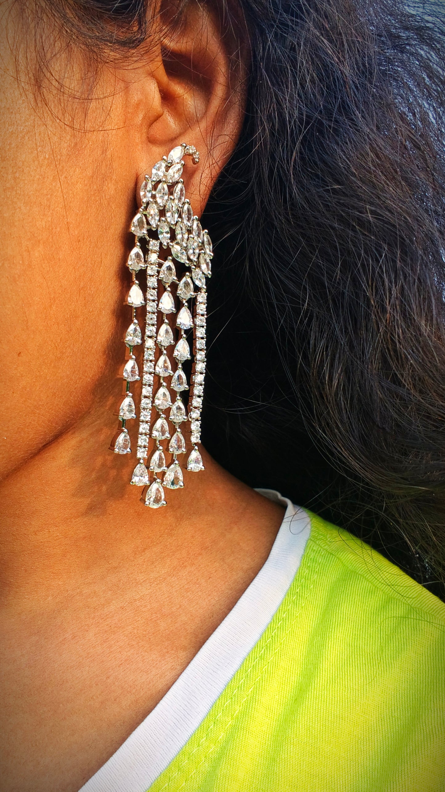 Silver Mayuri Zirconia Dangler