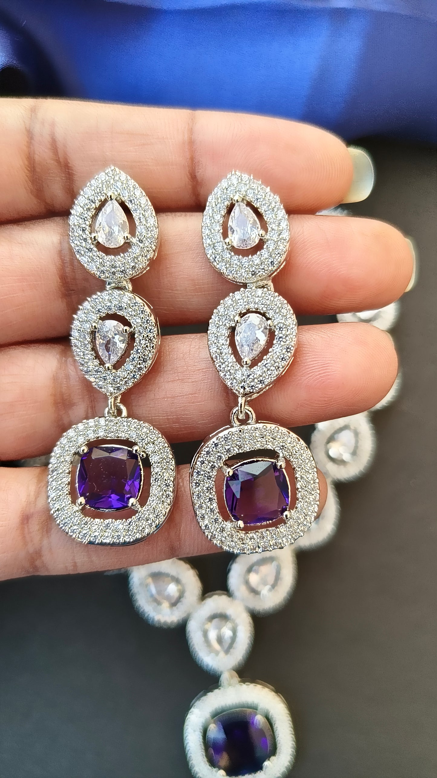 Blue Blossoms Zirconia Necklace Set