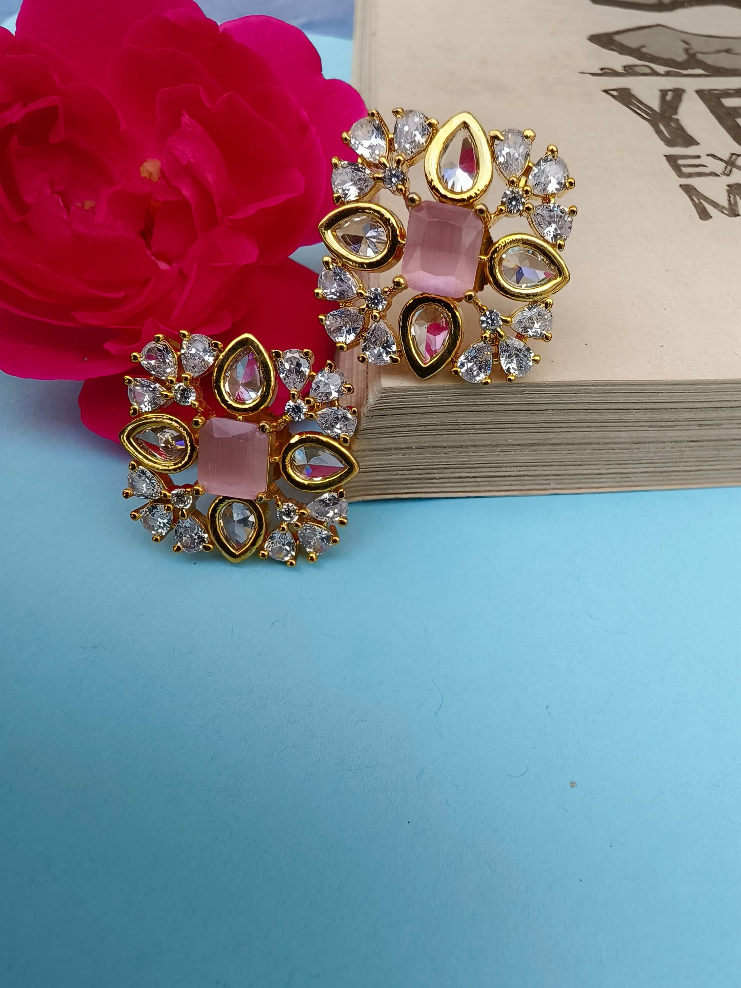 Pink Ruby Square zirconia Studs