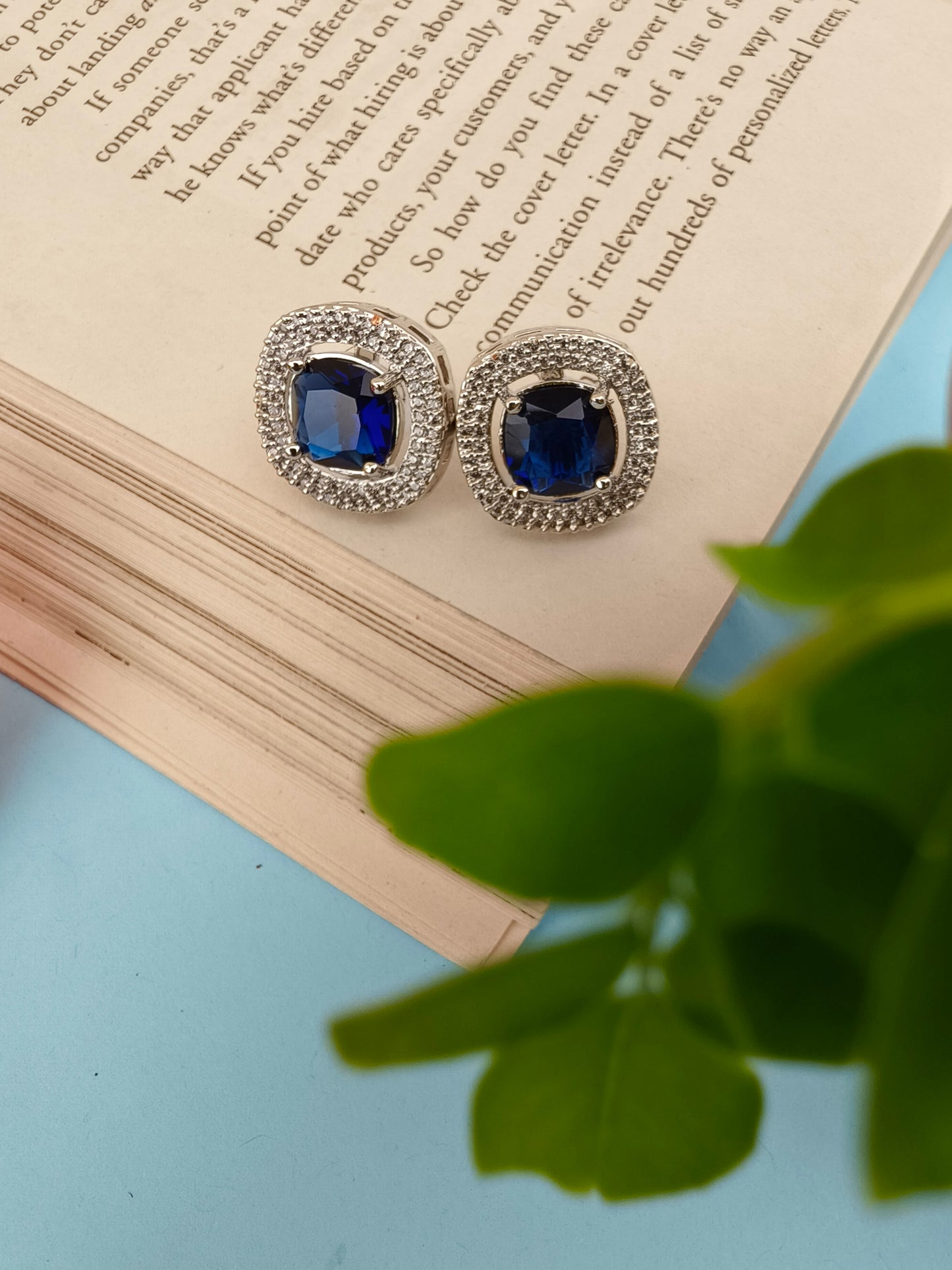 Blue mini Zirconia studs