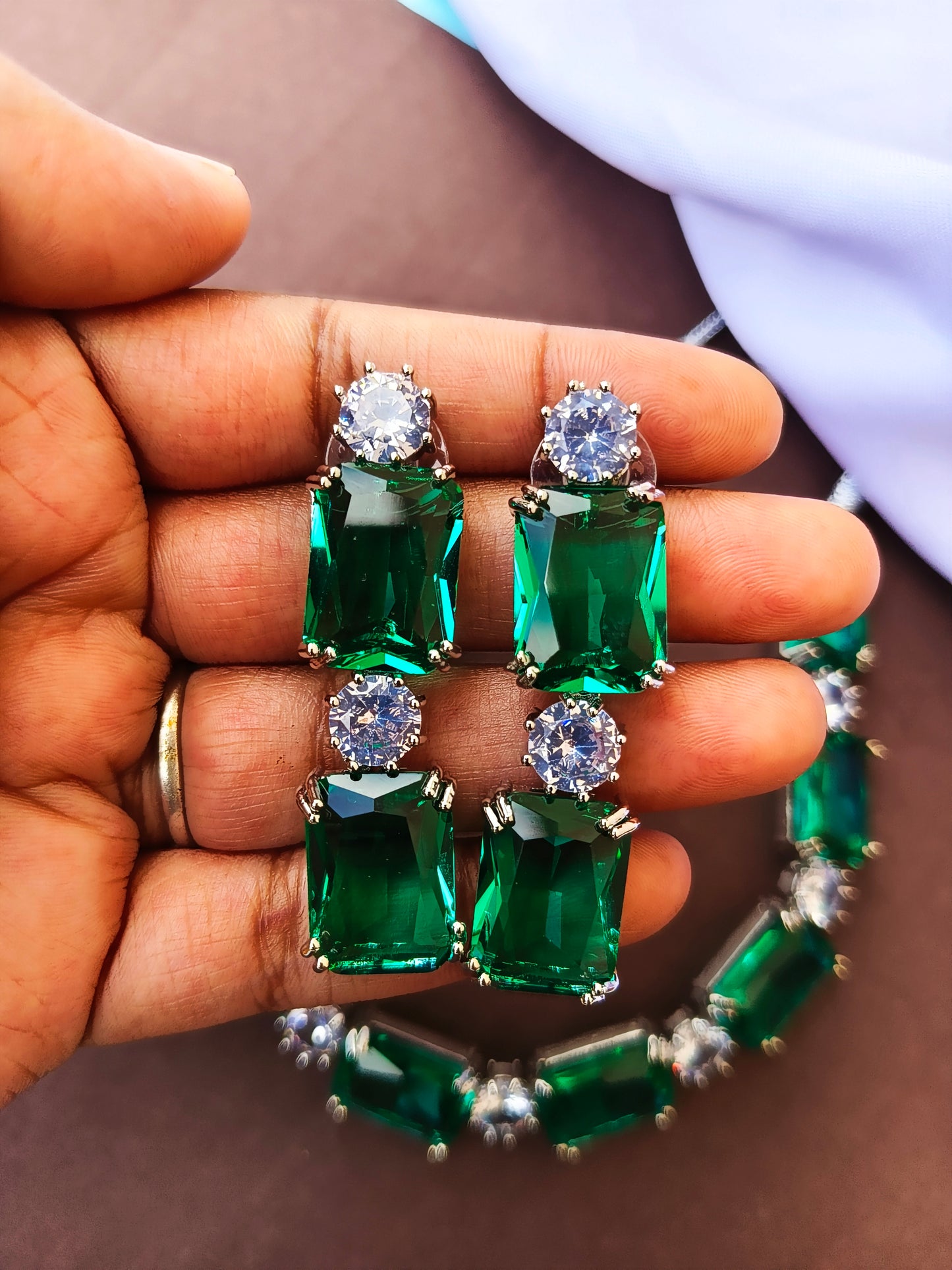 Green Glamorous Zirconia Necklace Set