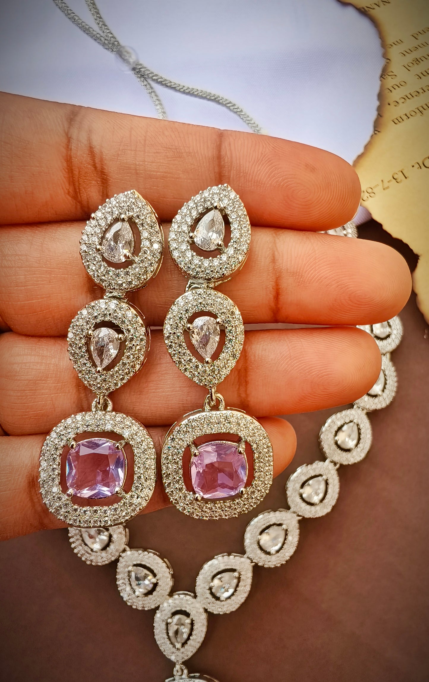 Lavender Blossoms Zirconia  Necklace set