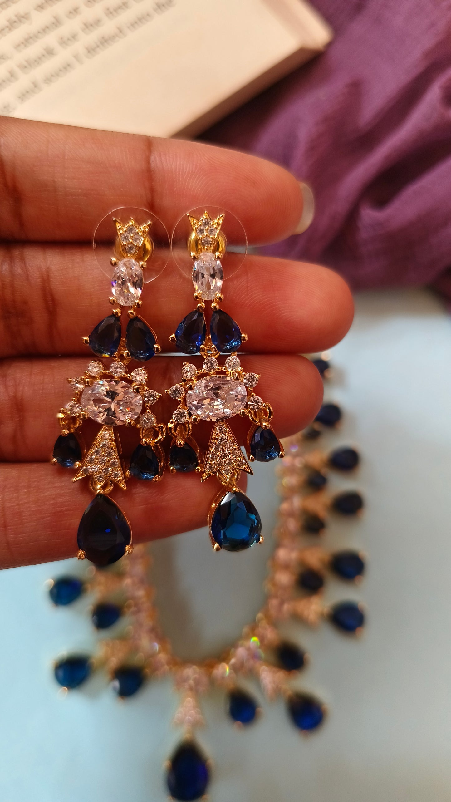 Blue Monalisha Zirconia Necklace set