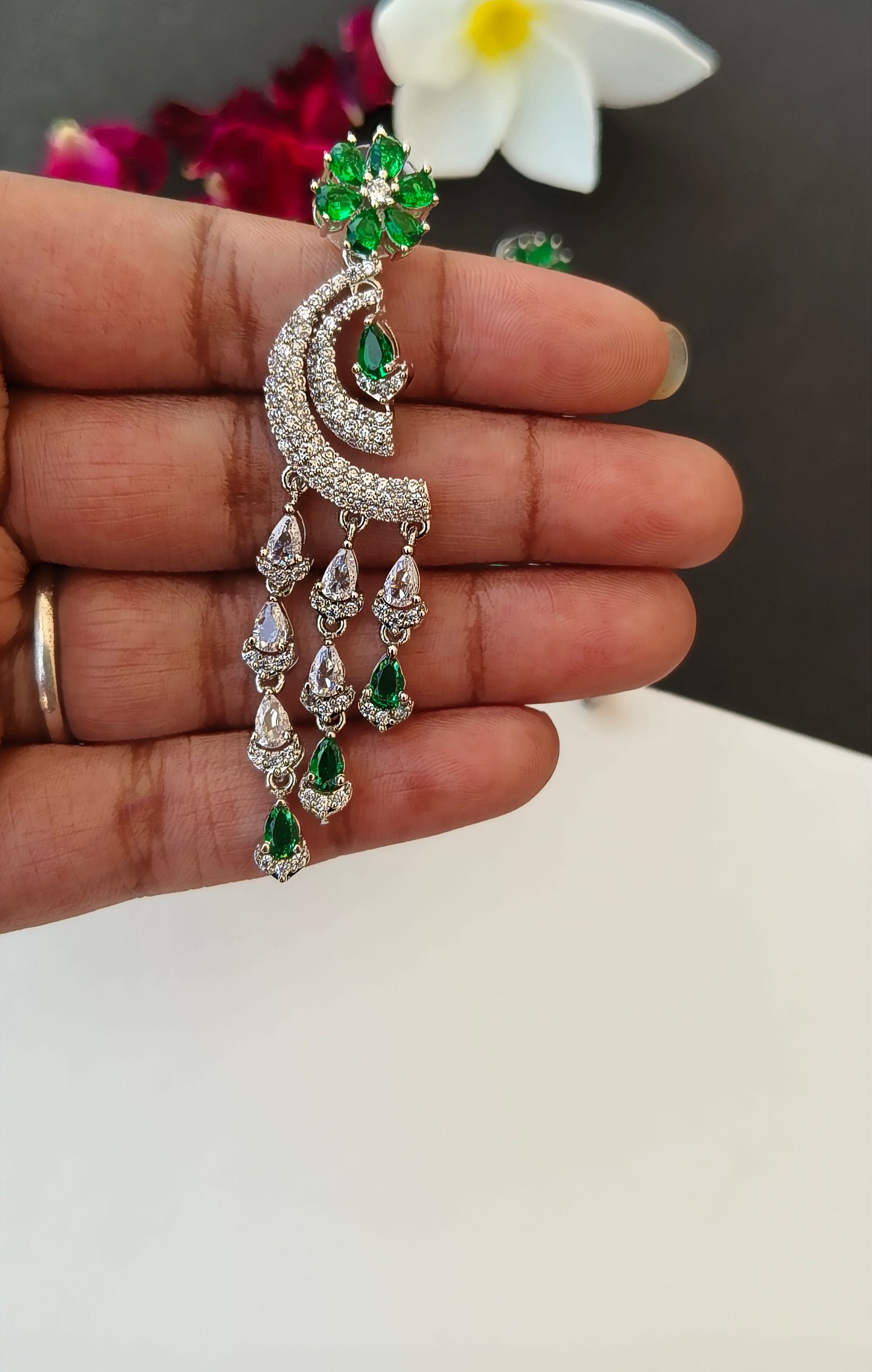 Green Zara Zirconia Dangler