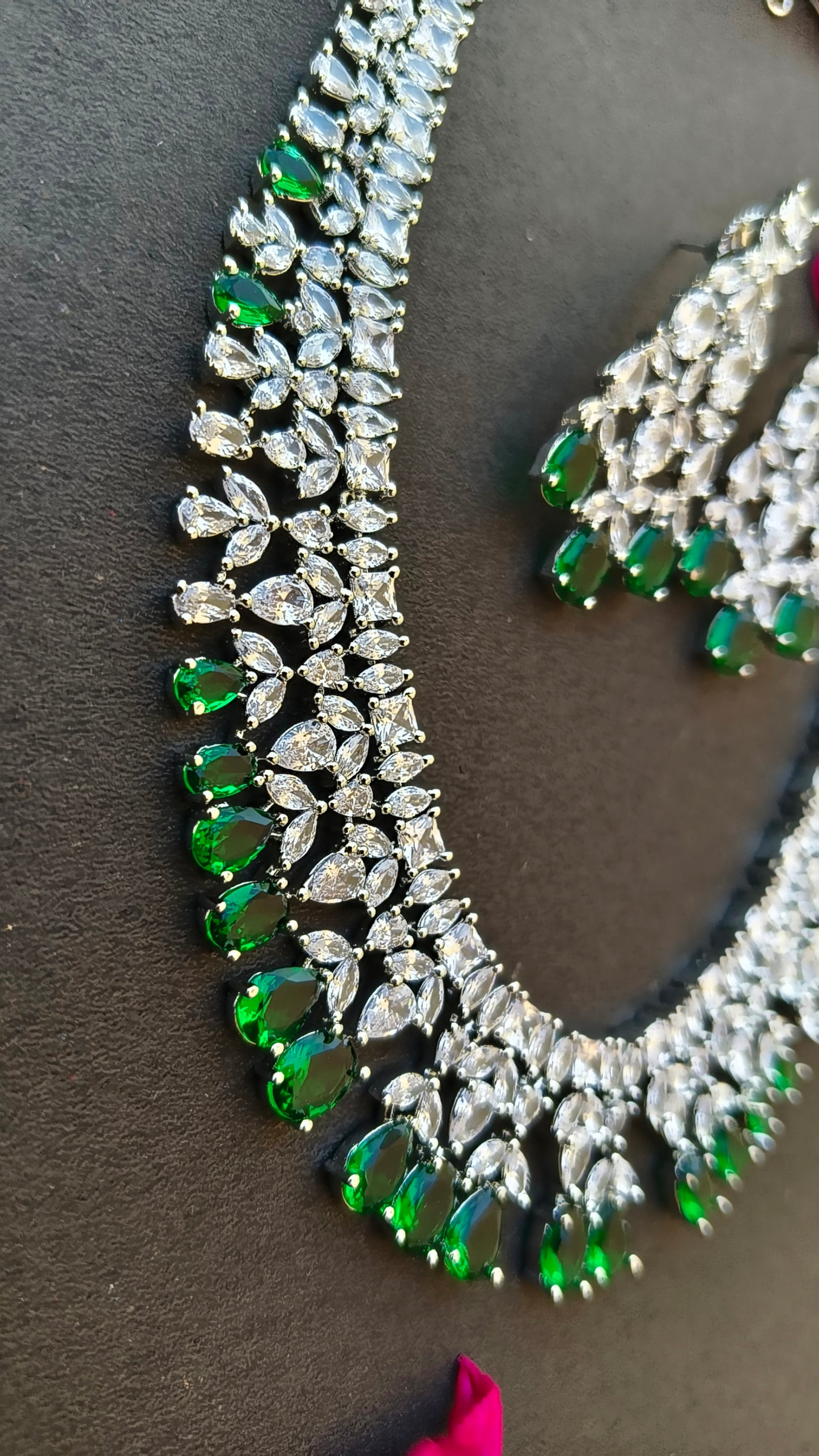 Emerald Green Madhuri Zirconia Necklace Set
