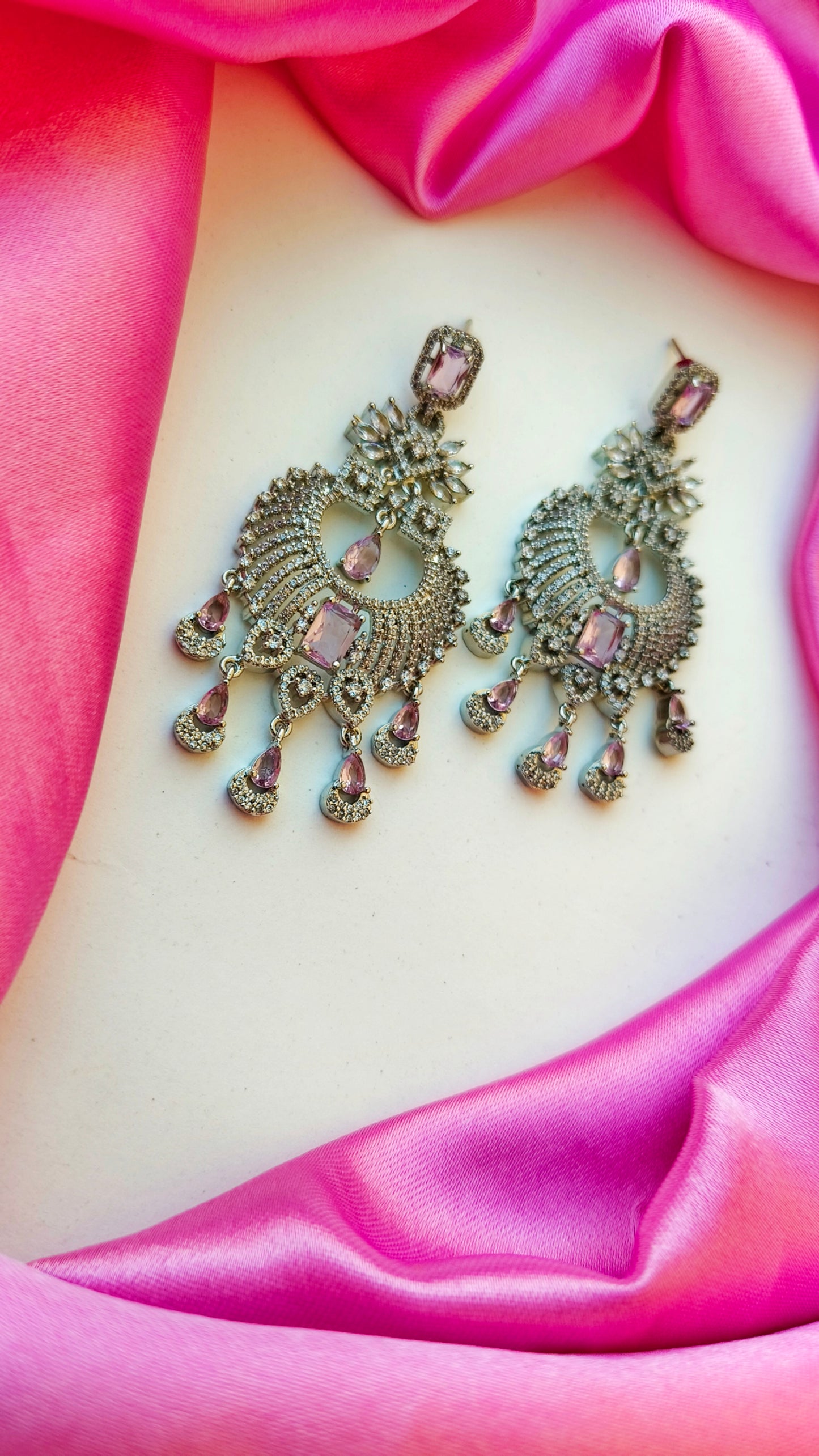 Blush Pink Madhuri Zirconia chandbali