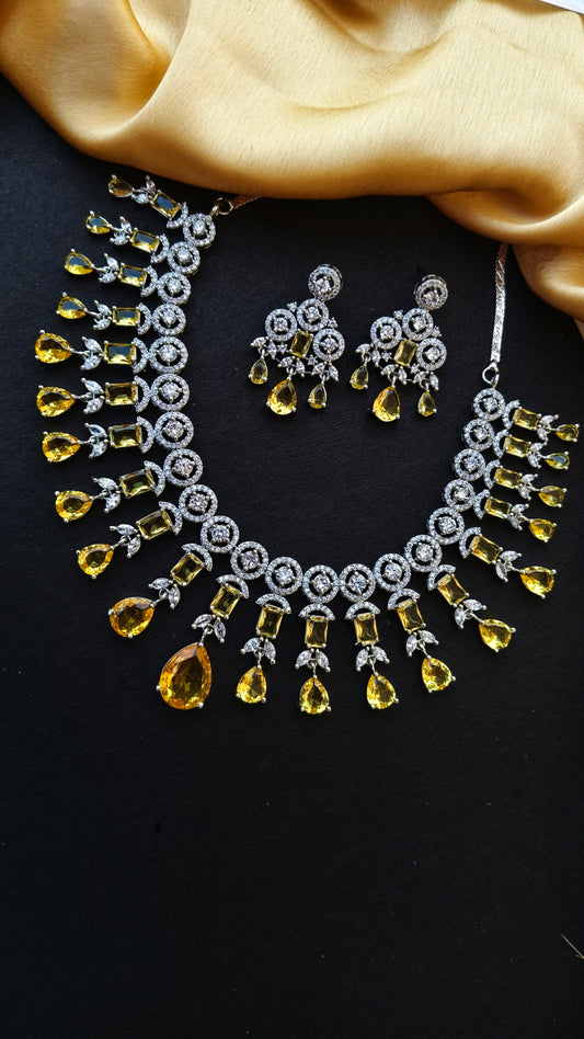 Yellow Menka Zirconia Necklace Set