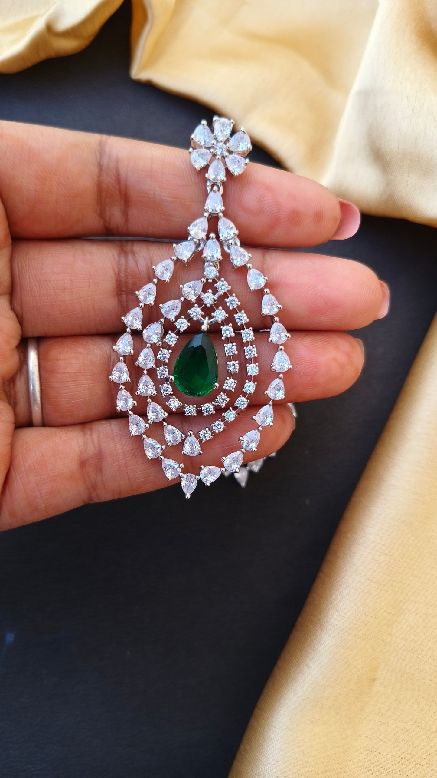 Emerald Green Neerja Zirconia Dangler