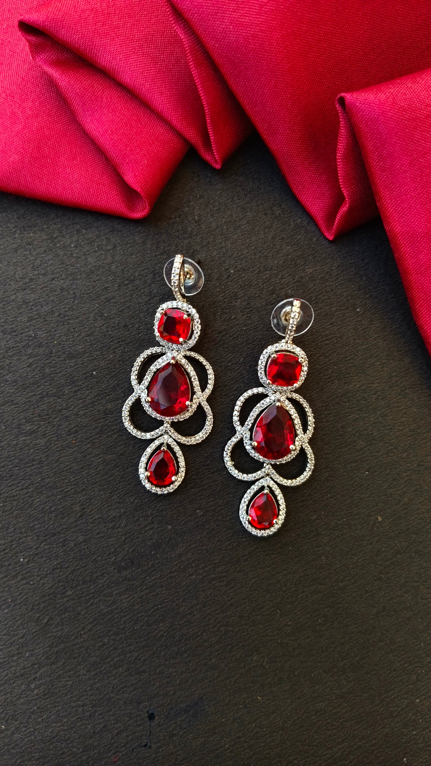 Red Ruveena Zirconia Dangler