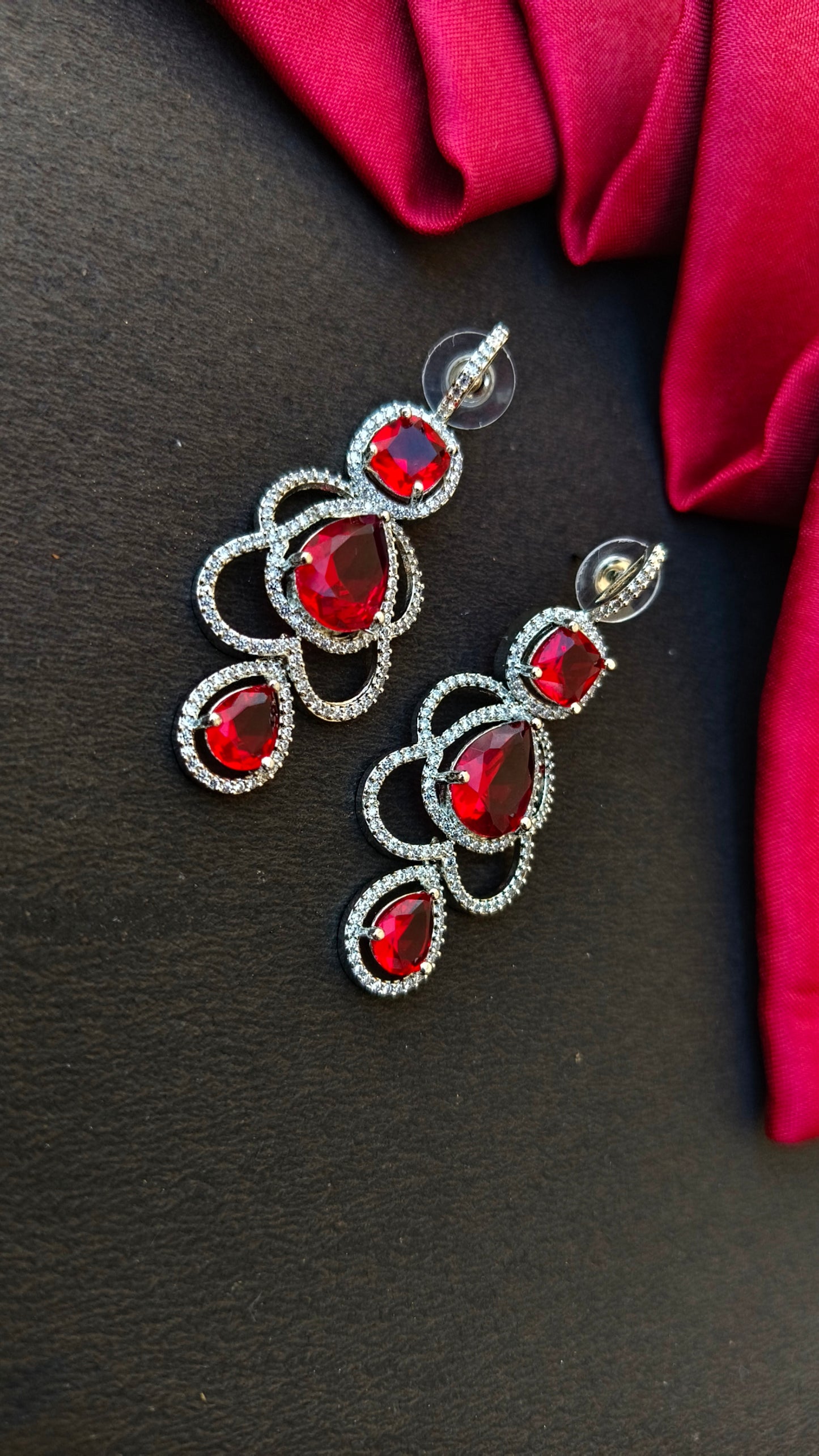 Red Ruveena Zirconia Dangler
