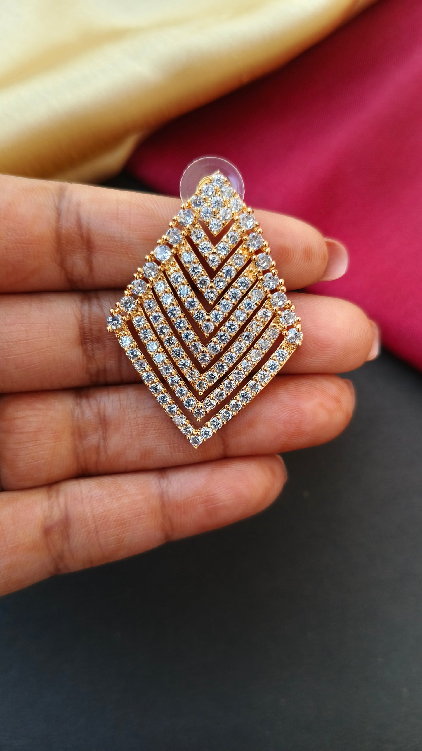 Golden Rimsa Zirconia Earring