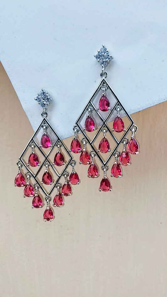 Red Monika Zirconia Earrings