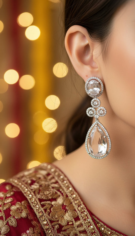 Silver Mohali zirconia Dangler