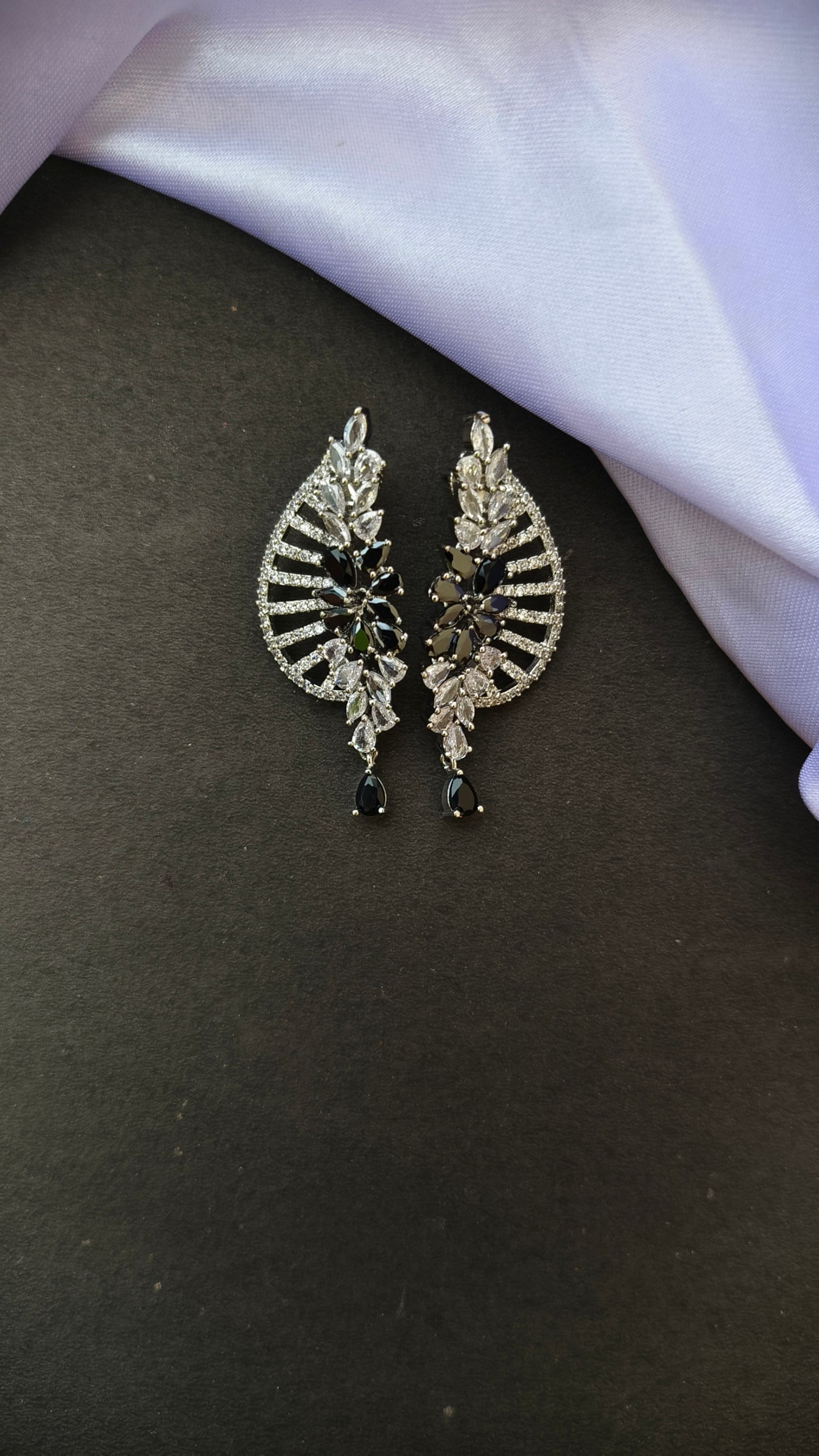 Black mayuri Zirconia Earring