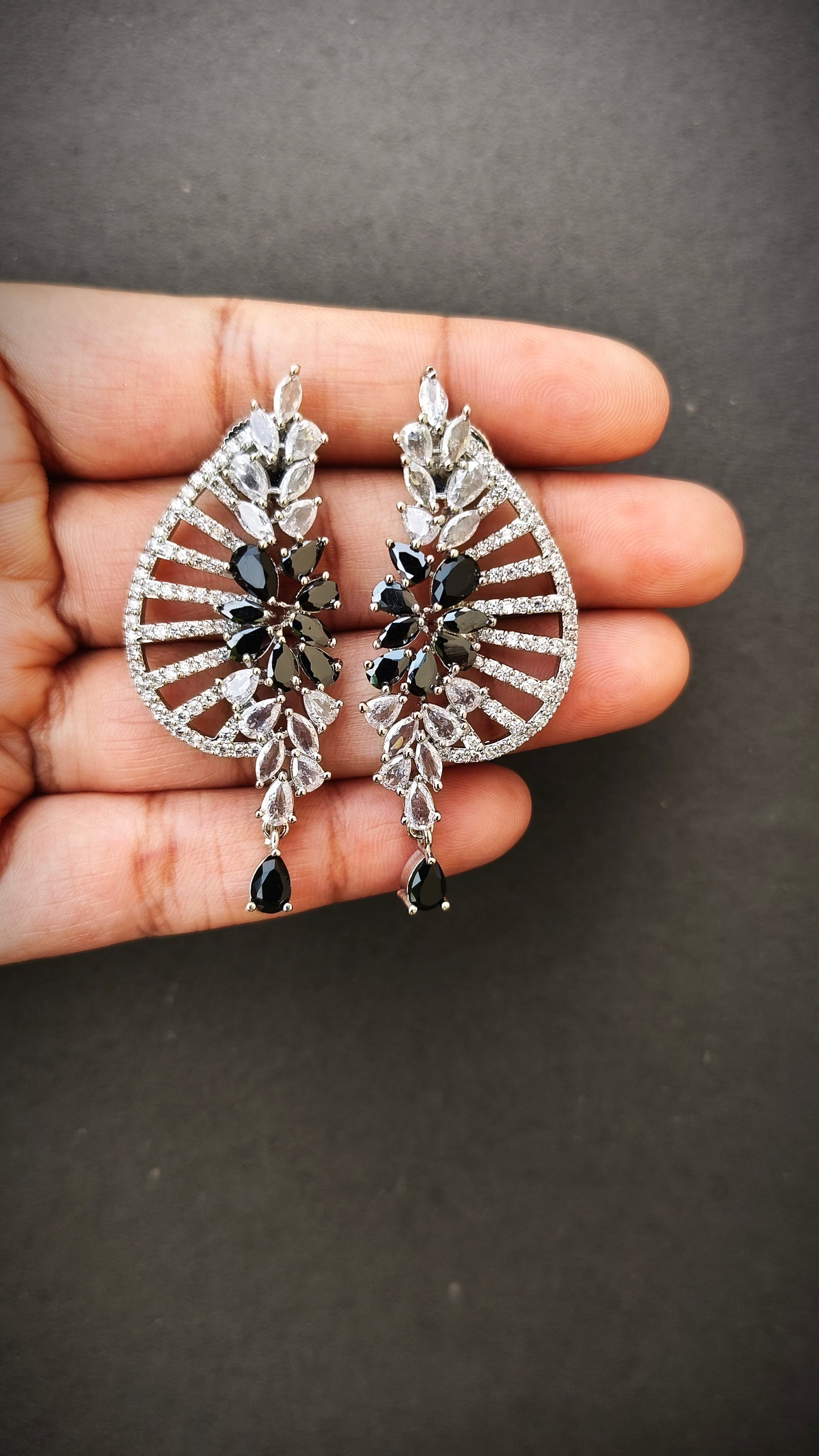 Black mayuri Zirconia Earring