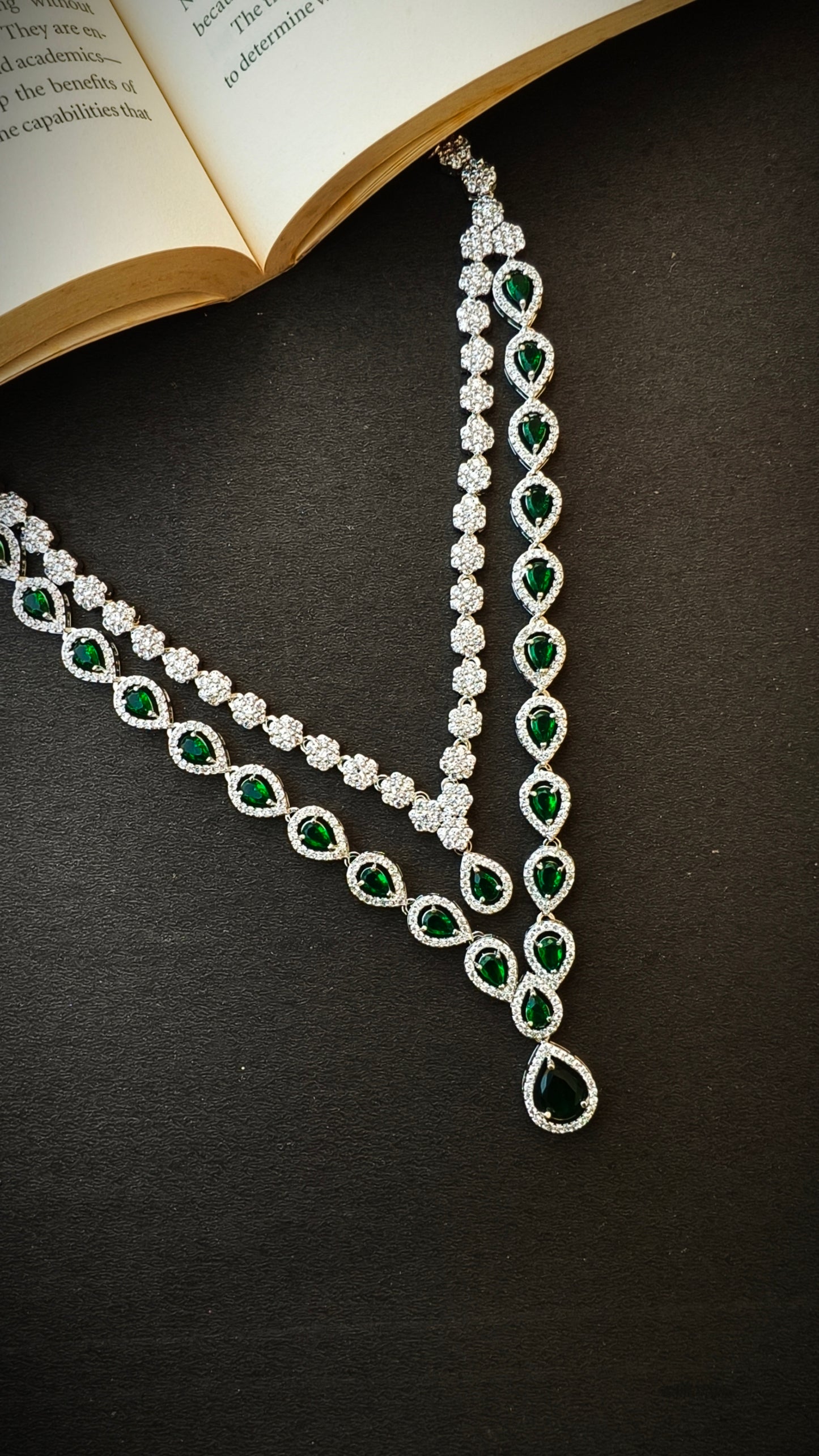 Green Layered Zoya Zirconia Necklace Set