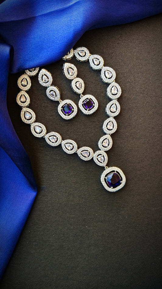 Blue Blossoms Zirconia Necklace Set